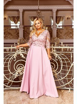 Sukienka maxi Crystal z rękawem 3/4 w kolorze pastel pink marki Bosca Fashion