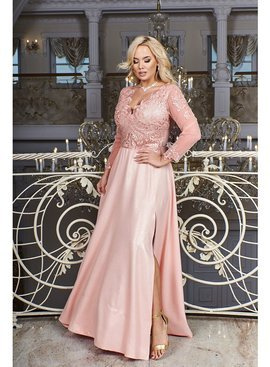 Sukienka wizytowa maxi Carmen Long brokate  kolor peach pink