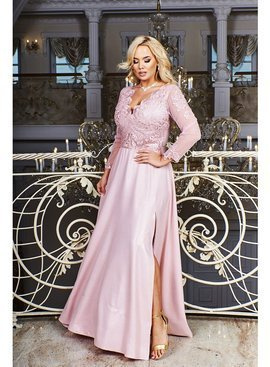 Sukienka wizytowa maxi Carmen Long kolor light pink