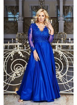 sukienka wizytowa maxi Carmen Long kolor royal blue