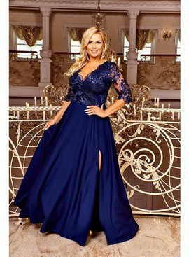 Sukienka maxi Crystal z rękawem  3/4 w kolorze navy blue marki Bosca Fashion