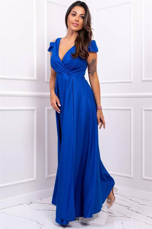 sukienka maxi GALA brocate w kolorze  royal blue 